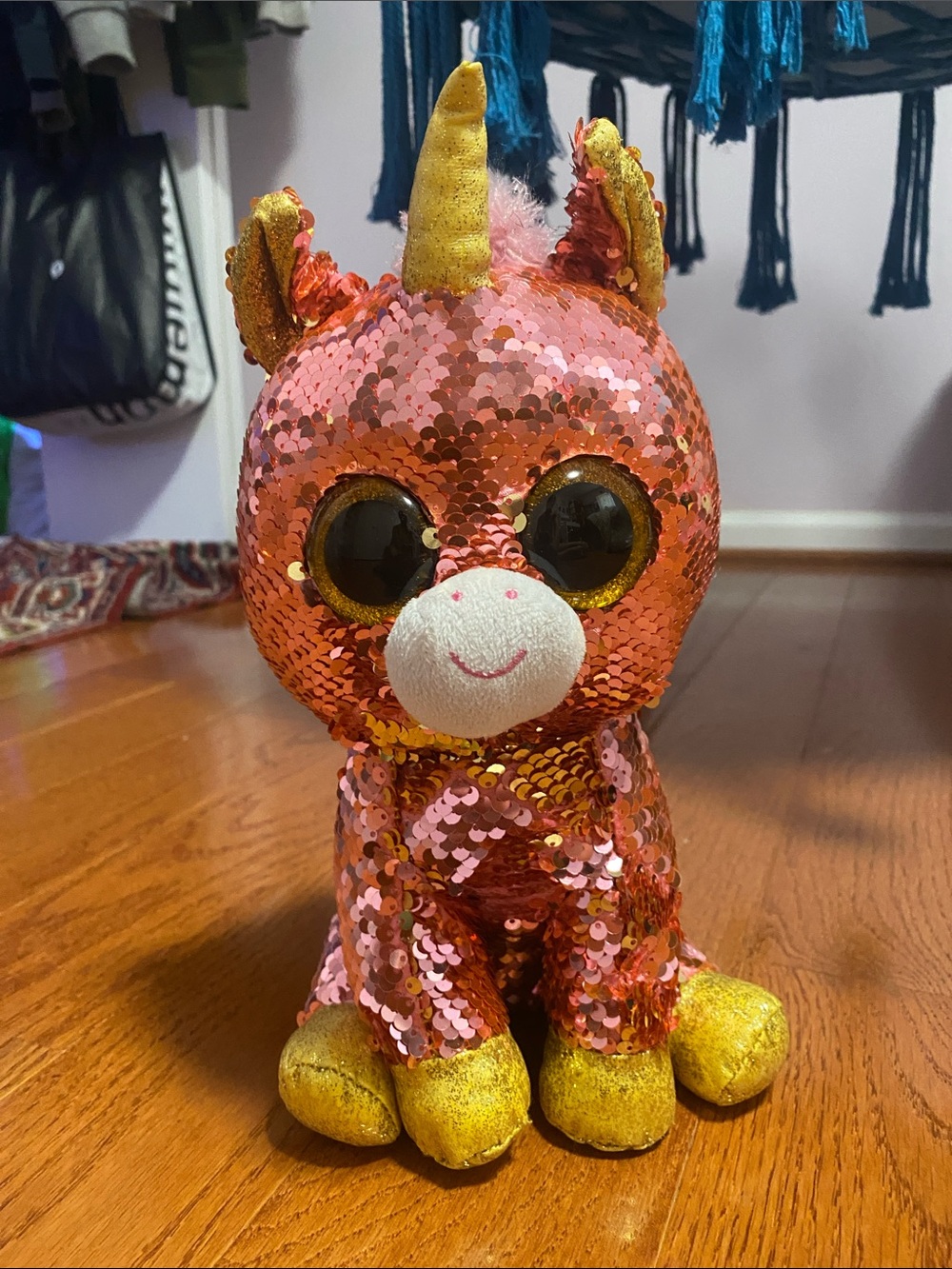Ty Sunset Reversible Sequin Plush in Pink and Gold